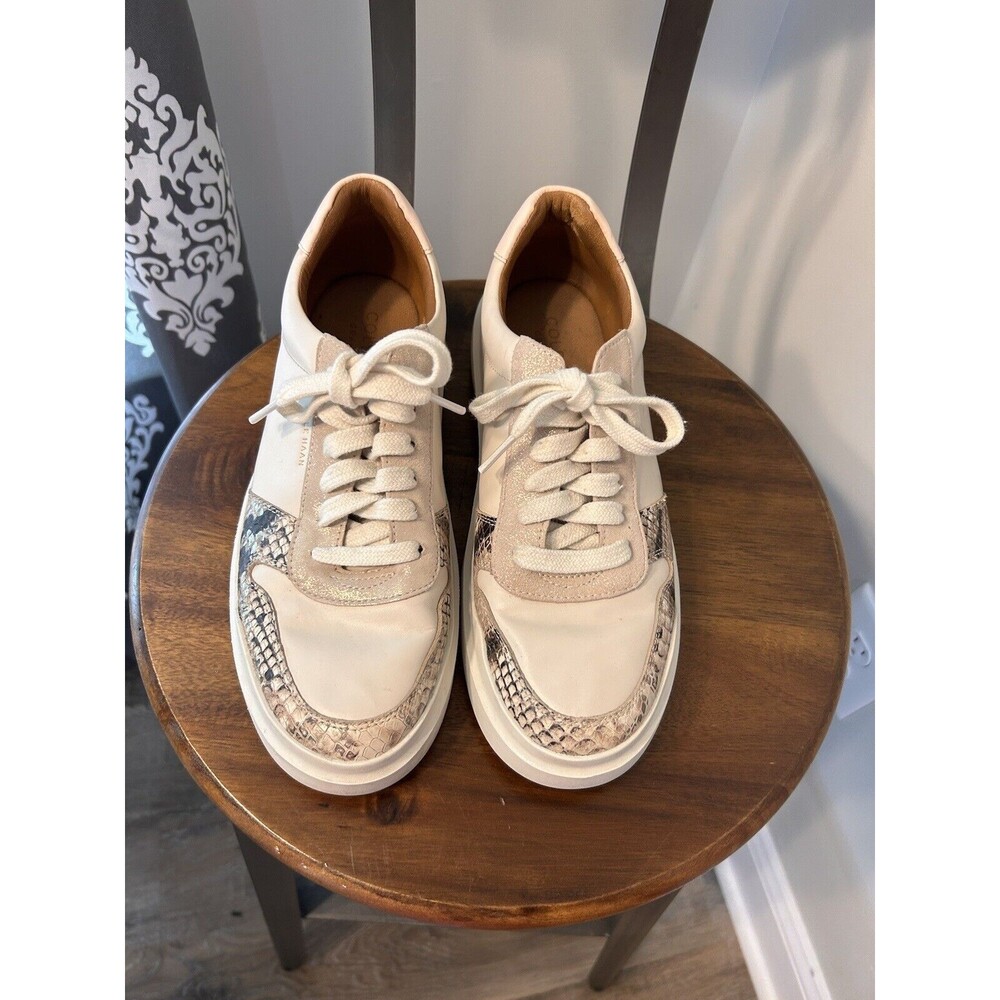 Cole Haan Womens Grandpro Rally Court Leather Snake Print Shoes Pink Size 9.5 B